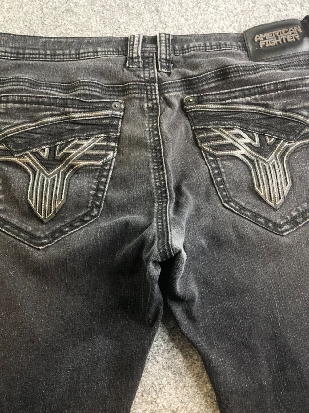 American Fighter Jeans Mens 38x32 Black Defender Slim Affliction Style